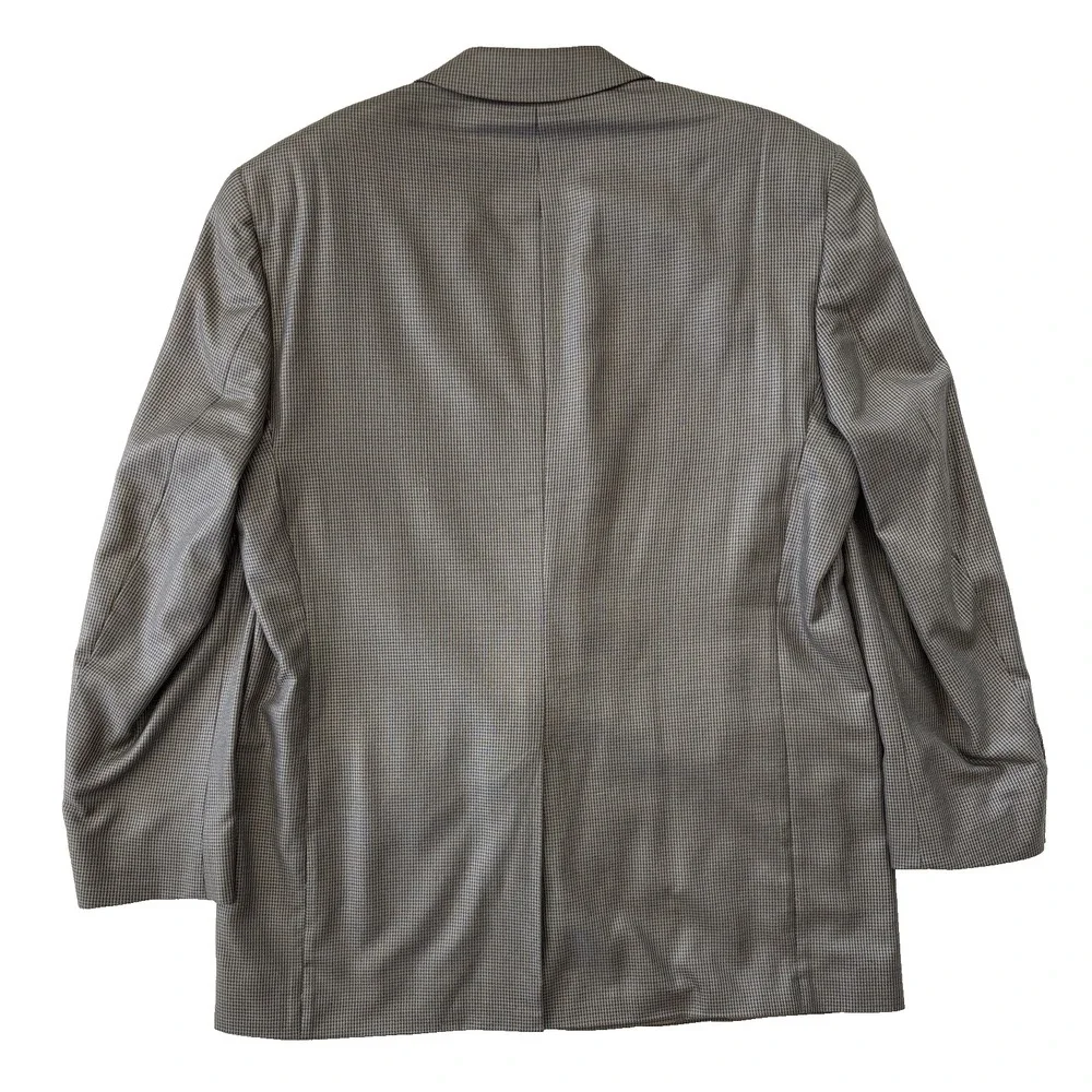 mens gray micro houndstooth Haspel silk wool blazer jacket sport suit coat 40 S‎